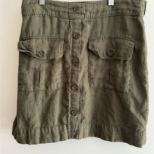 Olive Button-Front Skort